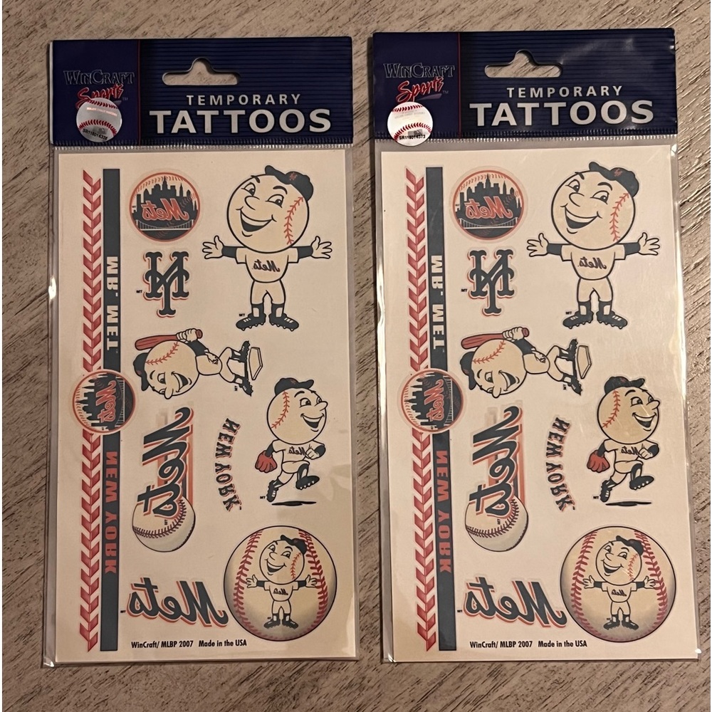 NY Mets tattoos-Temporary-Set of 2-Fun to use on game day at stadium-Set of 2